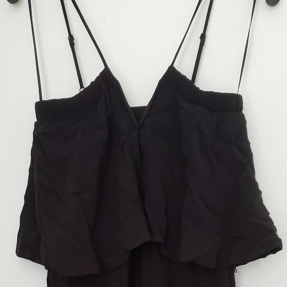 YUMI KIM jet black deep V tiered sheath midi dress - Picture 5 of 10